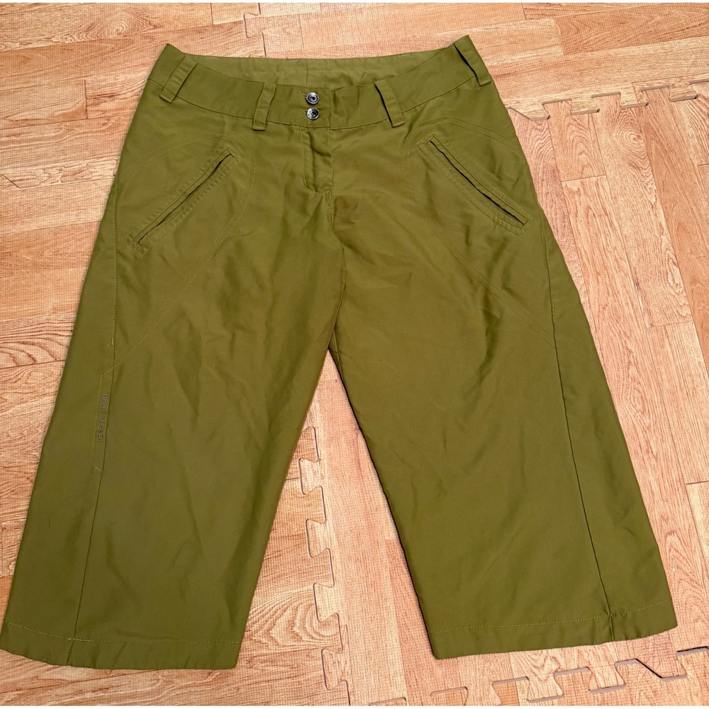 Helly Hansen Womens 28 Olive Green Technical Hiking Capri Pants Wide Leg Crop